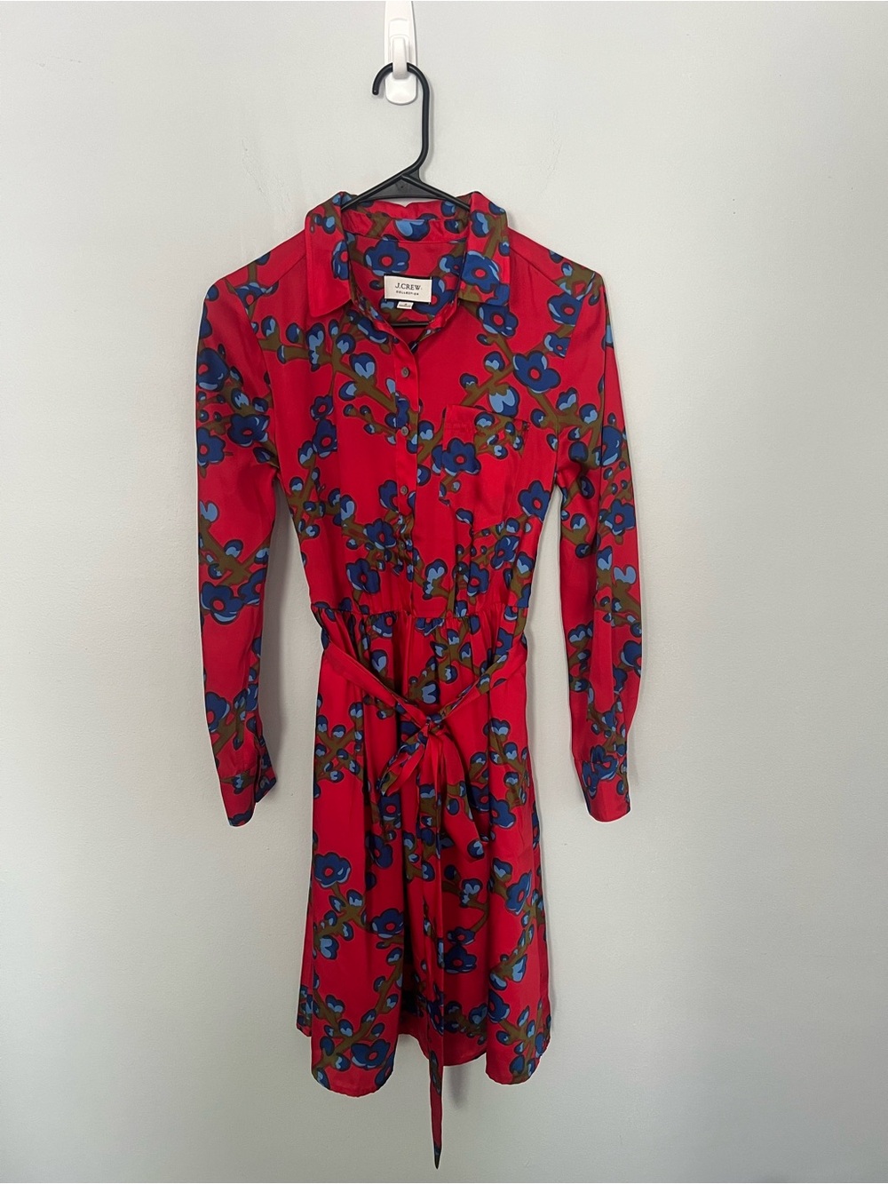 J. Crew Collection A-line Shirtdress in Lattice Floral Vintage Red size 4 - Picture 2 of 10
